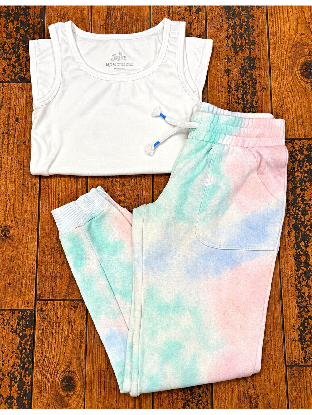 Girls Tie Dye 2pc Outfit Set Tank Top & Fleece Jogger Pants